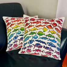 Load image into Gallery viewer, Pollock Rainbow Fish Throw Pillow (Cover)