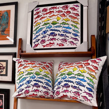 Load image into Gallery viewer, Pollock Rainbow Fish Throw Pillow (Cover)