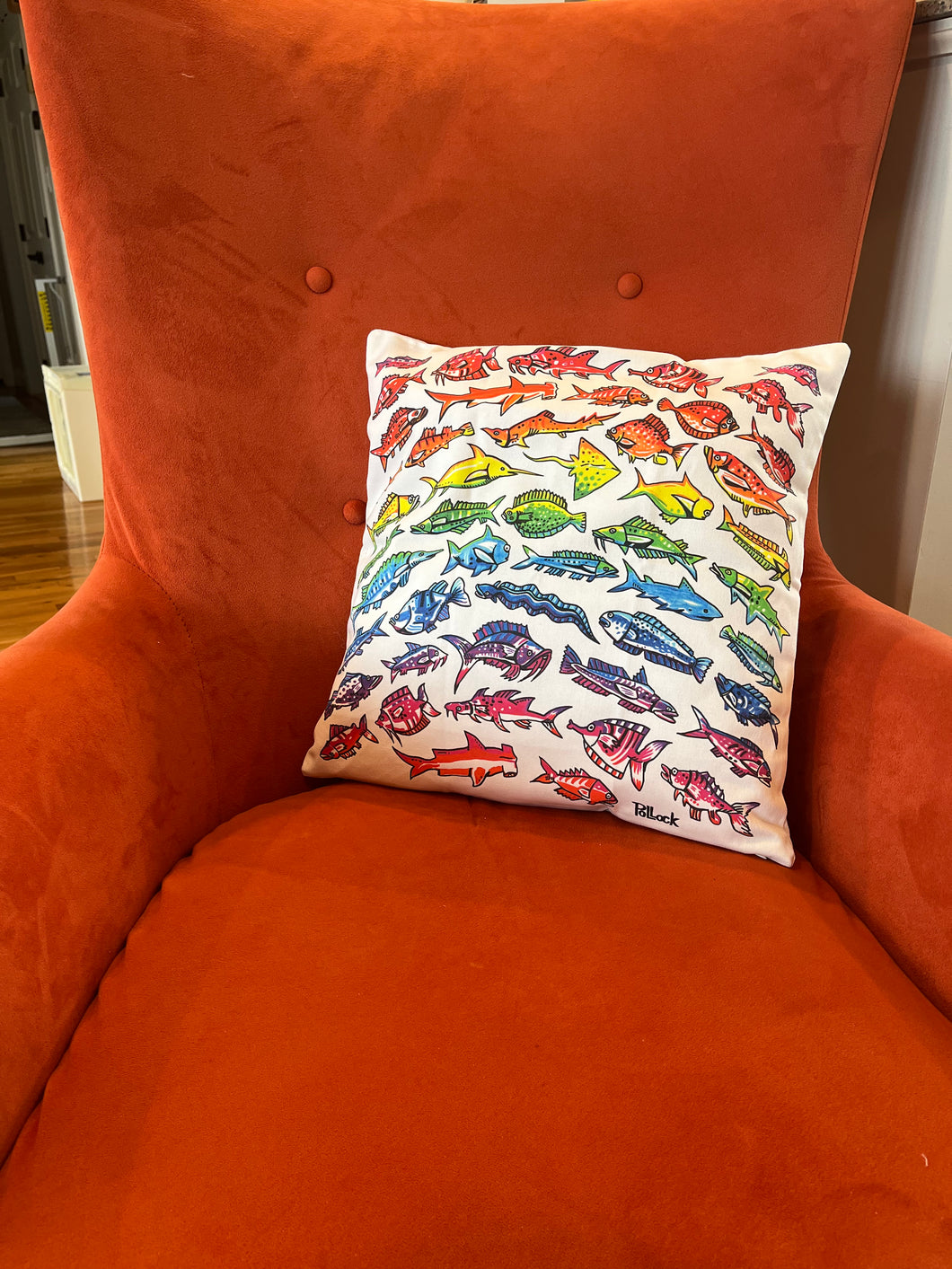 Pollock Rainbow Fish Throw Pillow (Cover)