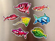 Pollock Rainbow Fish Magnet Set (of 7) - Release #7