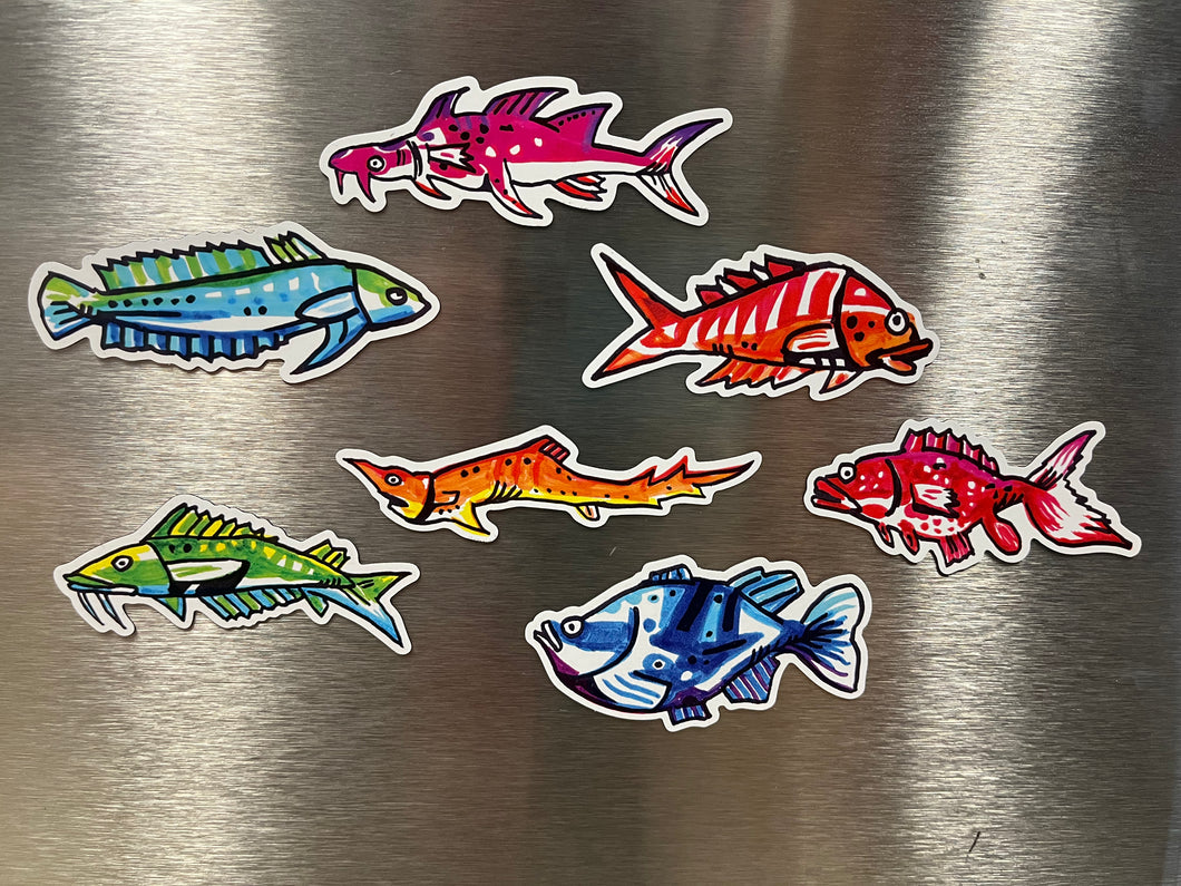 Pollock Rainbow Fish Magnet Set (of 7) - Release #5
