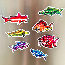 Load image into Gallery viewer, Pollock Rainbow Fish 7 Magnet Set
