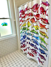 Load image into Gallery viewer, Pollock Rainbow Fish Shower Curtain
